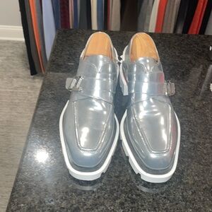 CHRISTIAN LOUBOUTIN SILVER LEATHER DERBIES